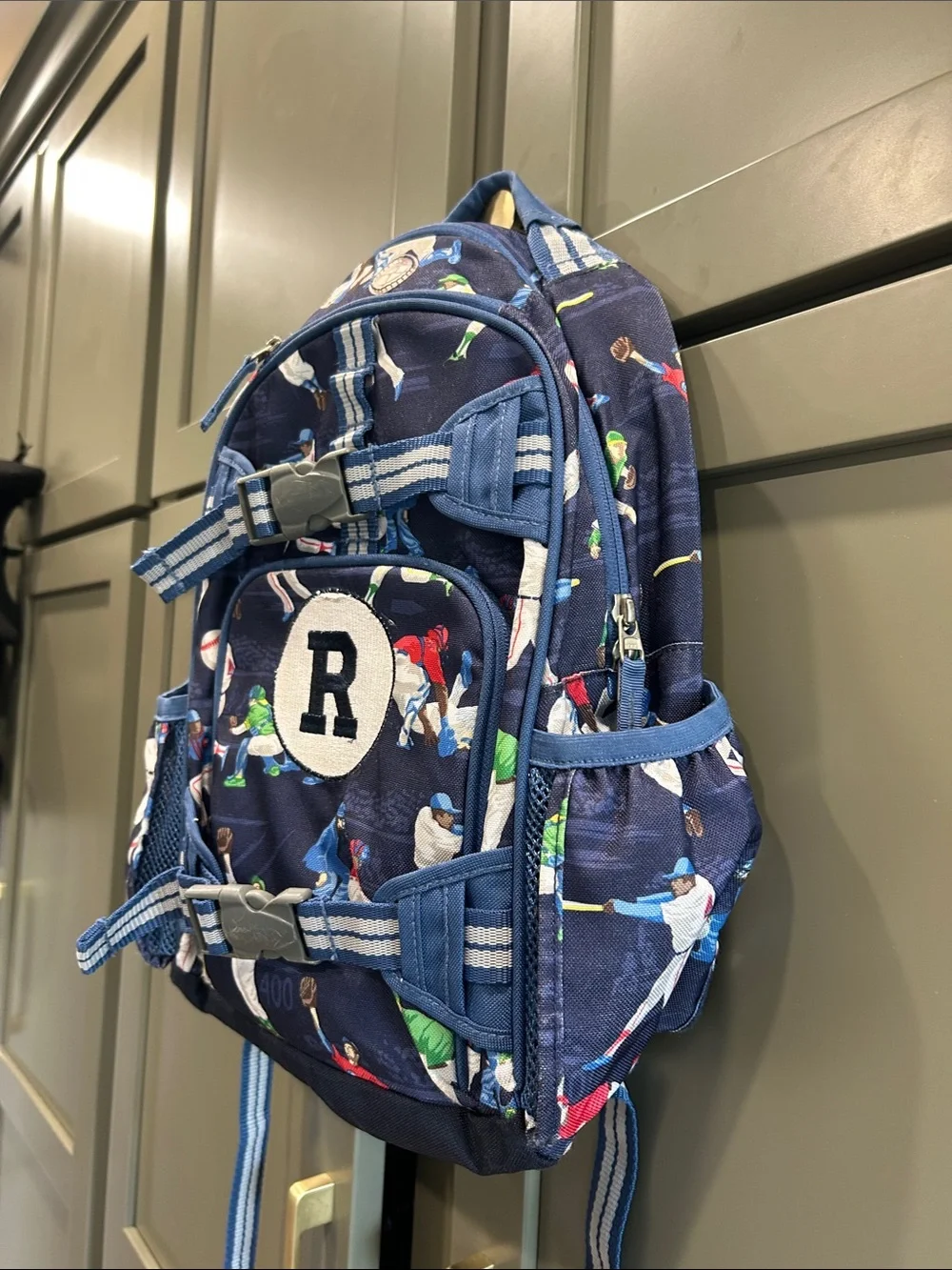 Pottery Barn Kids McKenzie small backpack with “R” initial